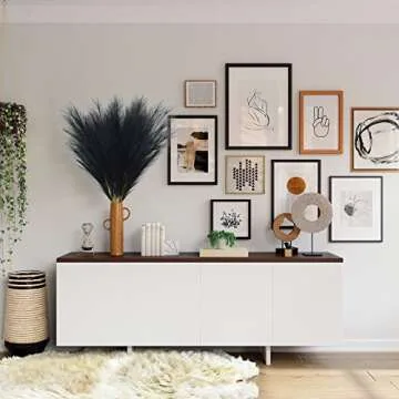 VIERENA Faux Pampas Grass - 8 PCS Black Decor for Home