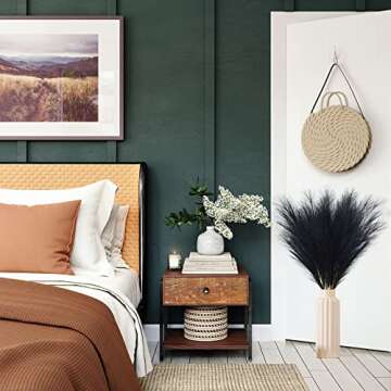 VIERENA Faux Pampas Grass - 8 PCS Black Decor for Home