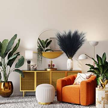 VIERENA Faux Pampas Grass - 8 PCS Black Decor for Home