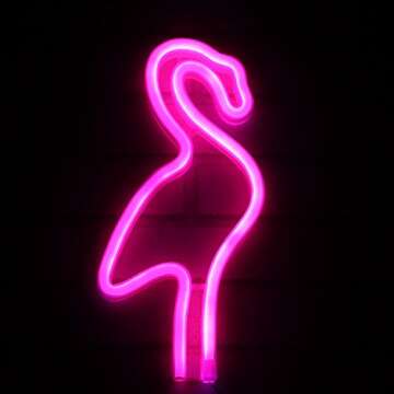 Flamingo Neon Light Wall Decor Neon Signs for Bedroom Girls Birthday Party Christmas Valentine's gift with Table Stand USB Plug and Battery Operated (NEFLM)