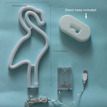 Flamingo Neon Light Wall Decor Neon Signs for Bedroom Girls Birthday Party Christmas Valentine's gift with Table Stand USB Plug and Battery Operated (NEFLM)