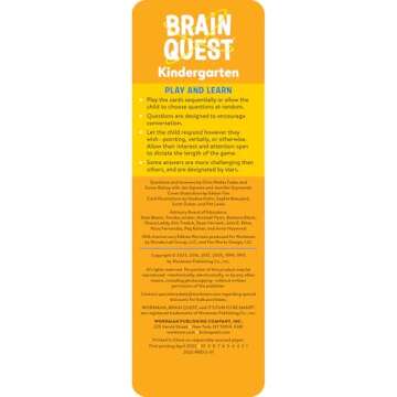 Brain Quest Kindergarten Smart Cards Revised 5th Edition (Brain Quest Smart Cards)