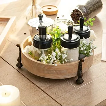 NIKKY HOME 10 Inch Rustic Decorative Tray for Home