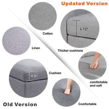 Walsunny Convertible Sectional Sofa for Small Space L-Shaped Couch with Modern Linen Fabric (Light Grey)