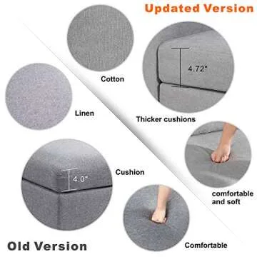 Walsunny Convertible Sectional Sofa for Small Space L-Shaped Couch with Modern Linen Fabric (Light Grey)