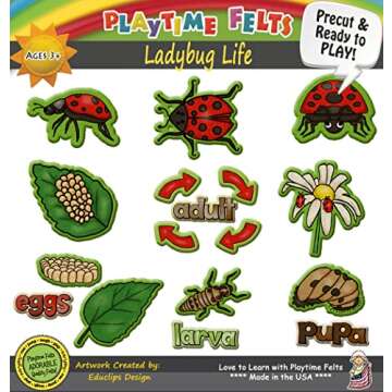Playtime Felts Ladybug Life Cycle Felt Set 13 Adorable Flannel Board Figures for Storytime Learning ...