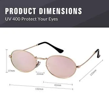 GIFIORE Oval Sunglasses Vintage Retro 90s Sunglasses Trendy Designer Glasses for Women Men (Pink Mirrored Lens)