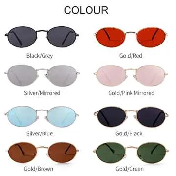 GIFIORE Oval Sunglasses Vintage Retro 90s Sunglasses Trendy Designer Glasses for Women Men (Pink Mirrored Lens)