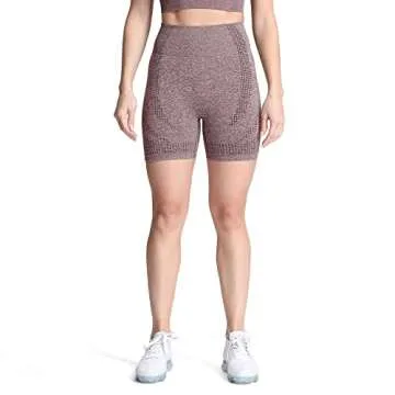 Aoxjox Seamless Workout Biker Shorts for Women High Waisted Exercise Athletic Gym Booty Running Yoga Short 5" (Vital Coffee Marl, Small)