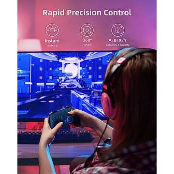 Forty4 Wireless Gaming Controller, Game Controller for PC Windows 7/8/10/11, PS3, Switch, Dual-Vibra...