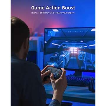 Forty4 Wireless Gaming Controller, Game Controller for PC Windows 7/8/10/11, PS3, Switch, Dual-Vibration Joystick Gamepad for Computer