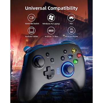 Forty4 Wireless Gaming Controller, Game Controller for PC Windows 7/8/10/11, PS3, Switch, Dual-Vibration Joystick Gamepad for Computer