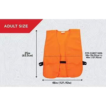 Allen Company Adult Blaze Orange Hunting Vest with a Hook and Loop Closure - High-Visibility Saftey Gear for Men and Women - Fits over Clothes and Jacket - Medium
