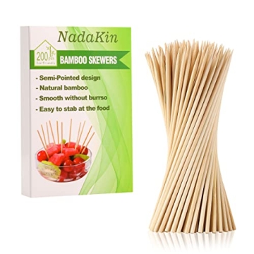 200 PCS Bamboo Skewers - Perfect for Fruit, Grilling Kebabs & Easy Cleanup! 6 Inch Food Sticks for A...