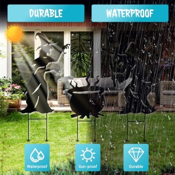 Halloween Witch Yard Decorations Metal Stakes Set of 3