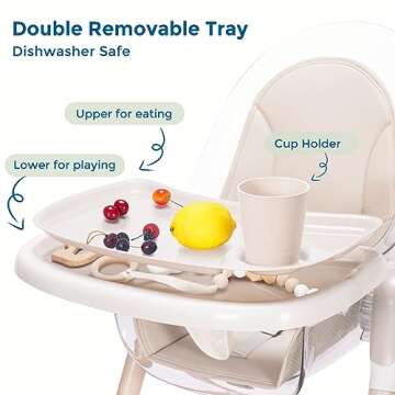 Baby High Chair, 6-in-1 Convertible Wooden Recline Chair with Adjustable Hardwood Leg for Babies and...
