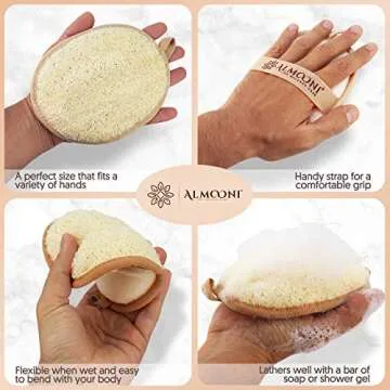 ALMOONI Natural Exfoliating Loofah Scrubber - 2 Count