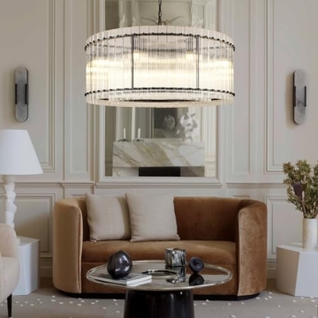 Knurldon 37" Black Round Chandelier with 8 Lights