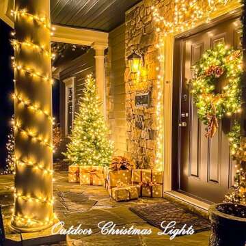 JMEXSUSS 1000 LED Christmas Lights Outdoor Indoor String Lights with 8 Modes Warm White Christmas Tree Lights with Remote Controller Plug in for Tree Room Yards Patio Christmas Decorations