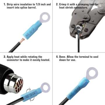 150PCS Heat Shrink Ring Connectors 5/16" Blue 16-14 AWG - Sopoby Heat Shrink Wire Connector Kit - Crimp Electrical Connectors - Automotive, Marine, Audio, Industrial