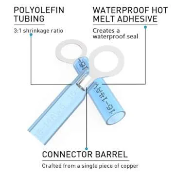 150PCS Heat Shrink Ring Connectors 5/16" Blue 16-14 AWG - Sopoby Heat Shrink Wire Connector Kit - Crimp Electrical Connectors - Automotive, Marine, Audio, Industrial