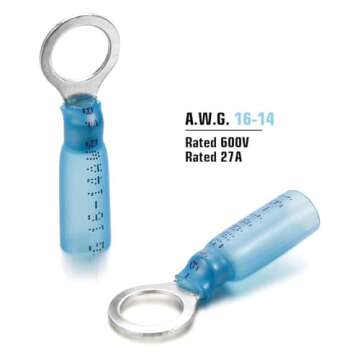150PCS Heat Shrink Ring Connectors 5/16" Blue 16-14 AWG - Sopoby Heat Shrink Wire Connector Kit - Crimp Electrical Connectors - Automotive, Marine, Audio, Industrial