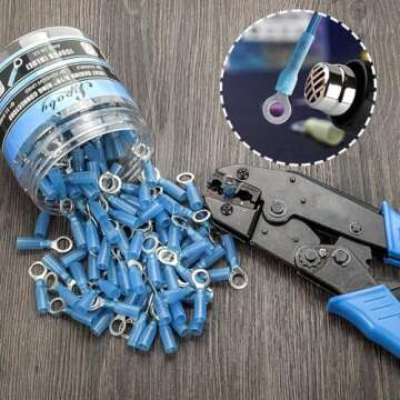 150PCS Heat Shrink Ring Connectors 5/16" Blue 16-14 AWG - Sopoby Heat Shrink Wire Connector Kit - Crimp Electrical Connectors - Automotive, Marine, Audio, Industrial