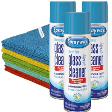 Sprayway Glass Cleaner Foam Action 19oz 3-Pack with Cloths