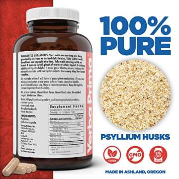 Yerba Prima Psyllium Husks Veg Caps, 400 Capsules (625mg) - Vegan, Non-GMO, Gluten Free, Colon Clean...