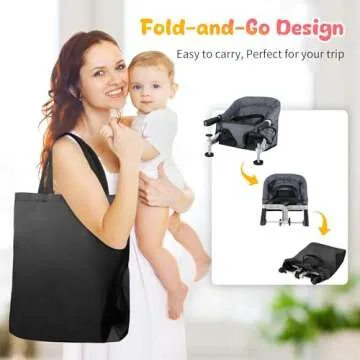 Hook on High Chair: High Chair for Babies and Toddlers 6-36 Months, Portable and Foldable High Chair for Home and Travel, Baby Feeding Chair, Setup in Seconds - Includes Carry Bag (Black)