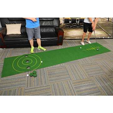 2-FNS Golf Putting Mat Game Set, Golf Putting Green Game Set with 4 Golf Balls,Golf Training Mat for Indoor Outdoor (3 Holes)