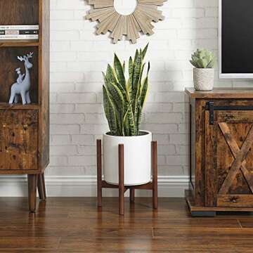 SONGMICS Ceramic Plant Pot, 10-Inch Planter, Flower Pot with Drainage Hole and Removable Plug, White ULCF001WT