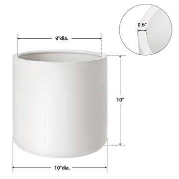 SONGMICS Ceramic Plant Pot, 10-Inch Planter, Flower Pot with Drainage Hole and Removable Plug, White ULCF001WT