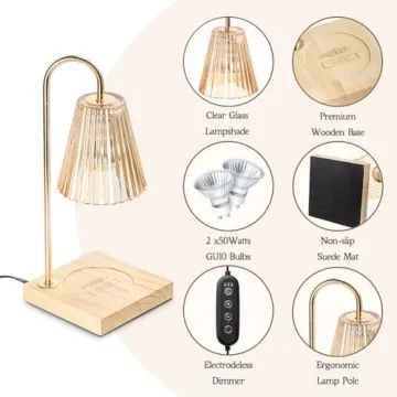 Marycele Candle Warmer Lamp with Timer and Dimmable Light