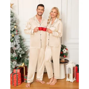 Couple Matching Silk Satin Pajamas Set for Cozy Nights