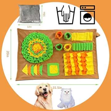 LXWSLGJ Snuffle Mat for Large Dogs,Dog Interactive Feeding Mat 32inx20inPet Nose Work Blanket for Tr...