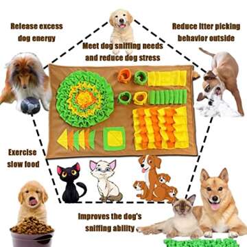 LXWSLGJ Snuffle Mat for Large Dogs,Dog Interactive Feeding Mat 32inx20inPet Nose Work Blanket for Training and Stress Relief,Encourage Natural Foraging Skills Release Attention