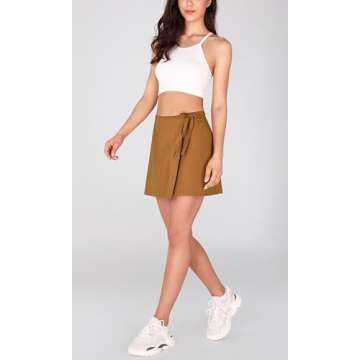Stylish ODODOS Wrap Skorts with Built-in Shorts for Women