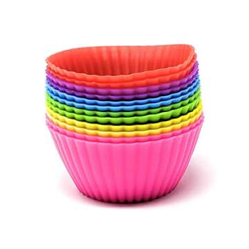 Seacoast Silicone Reusable Cupcake Liners/Baking Cups, Pack of 24 (Assorted Colors) BPA Free Muffin Molds