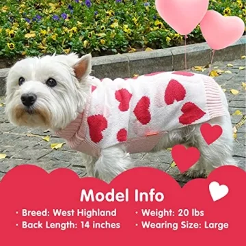 KYEESE Red Heart Dog Sweater for Valentine's Day