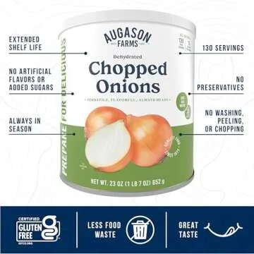 Augason Farms Dehydrated Chopped Onions Can, Emergency Food Supply, Everyday Meals, 130 Servings