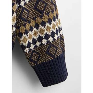 MakeMeChic Women's Plus Size Argyle Print Long Sleeve Vintage Pullover Sweater