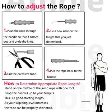 Jump Rope, Amble Soft Beaded Segment Jump Rope - Tangle-Free for Keeping Fit, Training, Workout and so on - Adjustable for Men, Women and Kids - 9 Feet