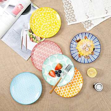 Selamica Ceramic Dessert Plates Set of 6, Small Salad Plates 6 Inch Appetizer Plates for Kitchen, Mini Dinner Plates for Cake Snacks Side Dish, Microwave Dishwasher Safe