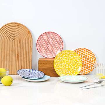 Selamica Ceramic Dessert Plates Set of 6, Small Salad Plates 6 Inch Appetizer Plates for Kitchen, Mini Dinner Plates for Cake Snacks Side Dish, Microwave Dishwasher Safe