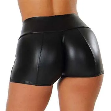 Stylish Tulucky Faux Leather High Waisted Shorts for Women