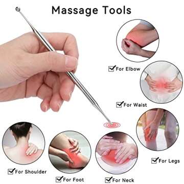 Agatige Dual Head Facial Reflexology Tools, Stainless Steel Face Acupressure Pen Portable Ear Acupuncture Body Point Probe Massage Tool for Deep Tissue(15cm)