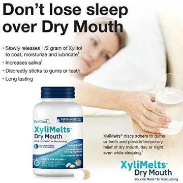 OraCoat XyliMelts Dry Mouth Relief Moisturizing Stick-On-Melts w/Xylitol, 100 Count, Slightly Sweet, Helps Stimulates Saliva for Dry Mouth, Non-Acidic