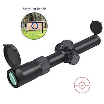 Feyachi Tactical Optics Falcon 1-4x24 SFP Rifle Scope Red Illuminated Starburst Reticle Riflescopes for Hunting Shooting, 30mm (1.2") Tube Matte Black