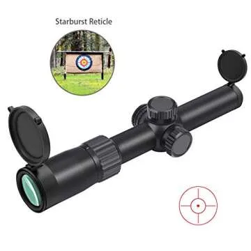 Feyachi Tactical Optics Falcon 1-4x24 SFP Rifle Scope Red Illuminated Starburst Reticle Riflescopes for Hunting Shooting, 30mm (1.2") Tube Matte Black